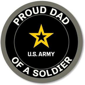 AV Proud Dad of A Soldier Sticker, 3 inch US Army Licensed Vinyl Decal for Cars, Trucks, Waterproof, Matte Finish, Single Use, Indoor-Outdoor, Cloth, Metal, Plastic, Glass, Round, 1.0 Count