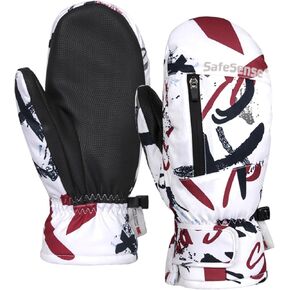 Ski Mittens for Adults, 3M Thinsulate Ski Gloves, Built-in 5-Finger Waterproof Windproof Warm Insulated Winter Gloves for Women & Men Skiing Snowboard