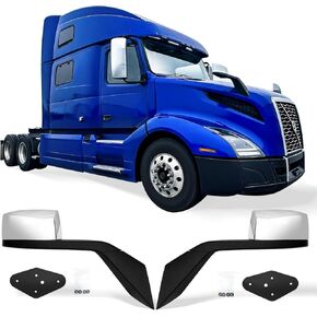 Chrome Hood Mirror for Volvo VNL VN VNM 2004-2017，Side Rear View Hood Mirrors Assembly for Volvo Semi Trucks Accessories Driver & Passenger Side (A Pair)