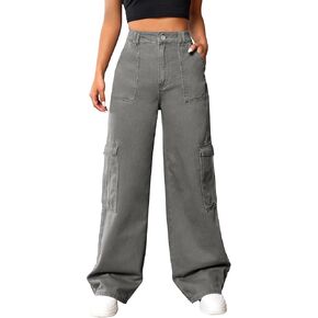 Cargo Pants Women High Waist Baggy Cargo Jeans Relaxed Fit Y2K Streetwear Pants Casual Combat Military Trousers.