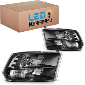 LEDKINGDOMUS Headlight Assembly, DOT-certified, Compatible with 09-18 Dodge Ram 1500/2010-2018 Ram 2500 3500/2019-2022 Ram 1500 Classic Headlamp Clear Lens Clear Reflector (Only for Quad Models)