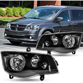 Pair Headlights Assembly DOT Approved For 2008-2016 Chrysler Town & Country Touring LX Minivan/Suv/Sedan For Dodge 2011-2020 Grand Caravan AVP/SE Replacment Headlamps Chrome Housing Amber Reflector