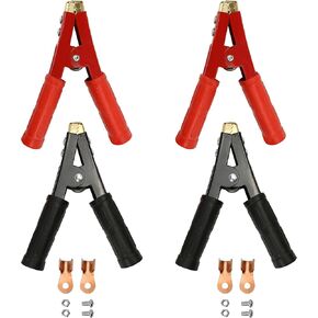 4PCS Battery Jumper Cable Clamps, Alligator Clip Jumper Cable End Boost Clamp Set - Heavy Duty Pure Copper Car Battery Clamps 1000A Capacity, Insulated Parrot Clips Red & Black