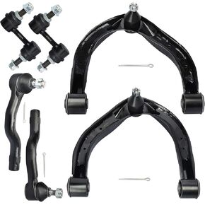 6pc Front Upper Control Arms, Sway Bar Links Outer Tie Rods for 2004 2005 2006 2007 2008 2009 2010 for Infiniti QX56 2005-2015 Nissan Armada Titan