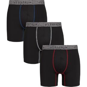 U.S. Polo Assn. Men's Boxer Briefs - 3 Pack Moisture Wicking Performance Underwear Boxers with Contour Fly Pouch (Sizes:S-XL)