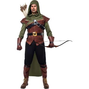 Spooktacular Creations Renaissance Robin Hood Deluxe Men Costume Set Made of Leather for Halloween Dress Up Party