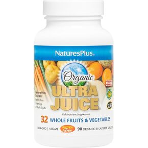 Natures Plus Ultra Juice Multivitamin - 90 Vegetarian Tablets, Bilayered - Whole Food Supplement - Whole Fruits & Vegetables, Antioxidant - Non-GMO, Vegan, Organic, Gluten-Free - 45 Servings