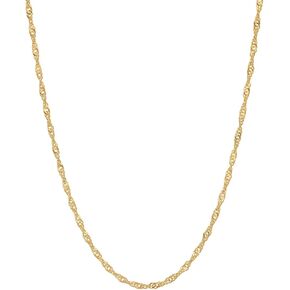 REAL Solid 14K or 10K Yellow or White Gold 1.1mm - 1.5mm - 2.0mm Diamond-Cut Singapore - Singapore Bar Chain Necklace with Lobster Claw Clasp | Multiple Lengths Available | Men Women | MADE IN ITALY