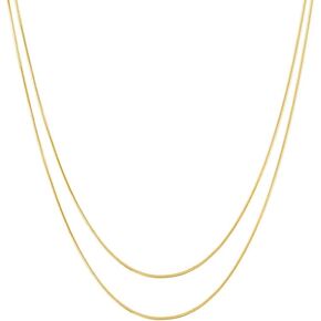 KISPER 24k Gold Snake Chain Necklace – Thin, Dainty, Gold Plated Stainless Steel Jewelry for Women & Men with Lobster Clasp, 22" & 24"