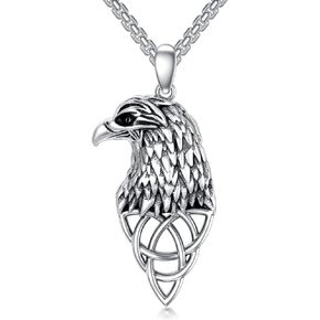 Valentines Day Gifts for Men Eagle/Owl Necklace S925 Sterling Silver Eagle/Owl Pendant for Husband 3D Winged Eagle/Owl Jewelry, 3D Eagle/Owl Gift for Son, Birthday Christmas Father's Day Gifts