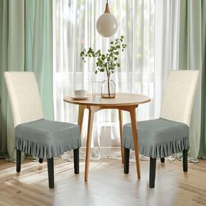 CZL Chair Covers for Dining Chairs with Skirt, Stretch Dining Chair Seat Covers Removable Parson Chair Slipcovers for Kitchen Wedding Party, 2PC