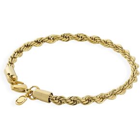 Men’s Gold Rope Chain Bracelet, Made From Real 18K Gold & 316L Stainless Steel, Durable, Heat & Waterproof, Sweat Resistant, Gold Jewelry for Men, 5MM Rope Chain Link Size, 7.5" Bracelet Length