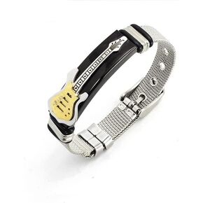 Guitar Bracelet Mesh Band Strap,Stainless Steel Bangle Punk Jewelry for Men