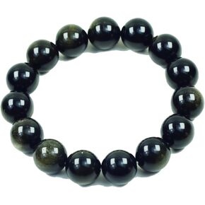 Gold Obsidian Bracelet Silver Obsidian Bracelet, Tiger Eye Bead Bracelet, Men's Obsidian Bracelet, Women's Obsidian Bracelet, available in 12mm and 14mm sizes