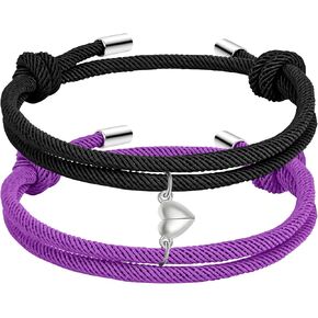 Couple Matching Bracelets for Bf and Gf, Best Friend Bracelet,Stretch Adjustable Braid Rope Bracelets Christmas Birthday Valentines Day Anniversary Jewelry for Him and Her