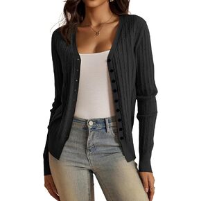 VOIANLIMO Women's Cardigan Button Down Casual Lightweight Open Front Cardigans Sweaters for Women