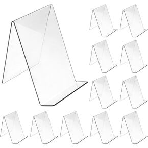 12 Pcs Acrylic Book Display Stand 4x5 Inch Clear Acrylic Holder Display Easel Transparent Display Stand Holder Tablet Holder Displaying for Book Photos Picture Notebooks,Music Sheets Artworks,CDs