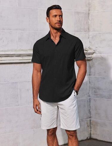COOFANDY Men's Button Down Shirts Short Sleeve Casual Summer Beach Shirts Vacation Wedding Shirts in Saudi Arabia