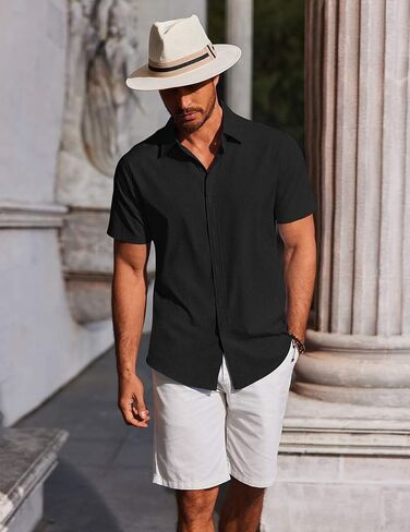COOFANDY Men's Button Down Shirts Short Sleeve Casual Summer Beach Shirts Vacation Wedding Shirts in Saudi Arabia