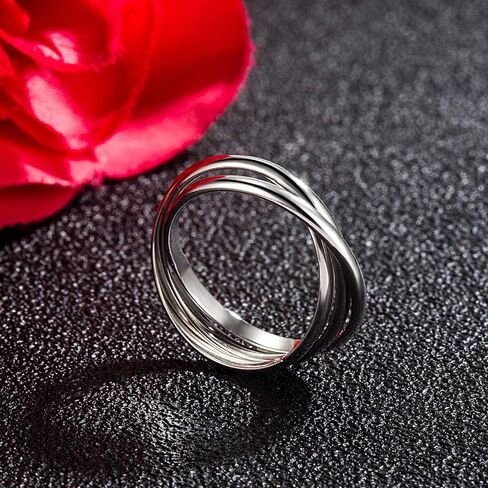 Interlocking Triple Row Rings 925 Sterling Silver Rings Width 4mm,Size 5-11 in Saudi Arabia
