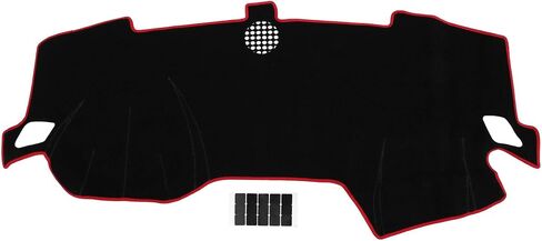 Dash Cover - Car Center Console Sun Shade Protect Carpet - for Nissan Maxima 2016-2023 - Polyester Black Red with Sticker - 1 Set in Saudi Arabia