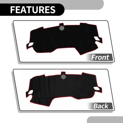 Dash Cover - Car Center Console Sun Shade Protect Carpet - for Nissan Maxima 2016-2023 - Polyester Black Red with Sticker - 1 Set in Saudi Arabia