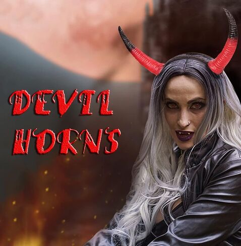 L'VOW Black Witch Demon Horns Headband Devil Headpiece Halloween Evil Headdress Costume in Kuwait