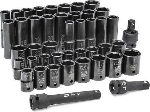 GEARWRENCH 44 Piece 1/2" Drive Standard & Deep SAE/MM Impact Socket Set - 89094 in Saudi Arabia