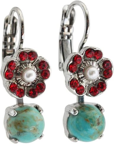 أقراط ماريانا كريستال صغيرة مطلية بالروديوم، زهور السعادة، متعددة الألوان أحمر أزرق 1211M1 M1126ro in Kuwait