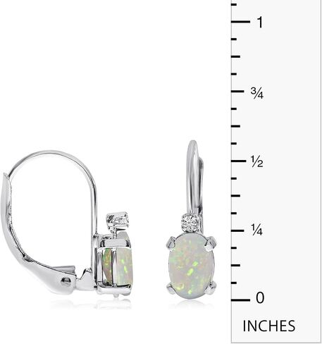 14k Gold Oval Gemstone and Diamond Leverback Earrings in Saudi Arabia