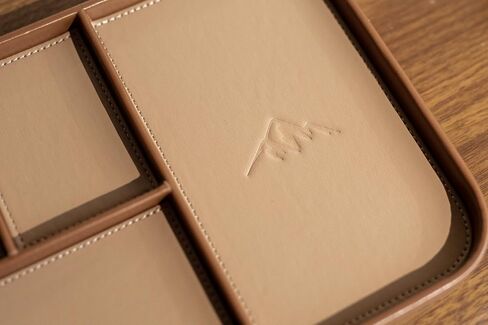 MUUJEE Leather Catchall Multitray (Design 1) - 11.65 x 7.75 x 0.8, Everyday Watch and Wallet Caddy Organizer with 4 Compartments, Accessory Glasses Phone Valet Dump Tray for Bedside Nightstand, Tan in Saudi Arabia