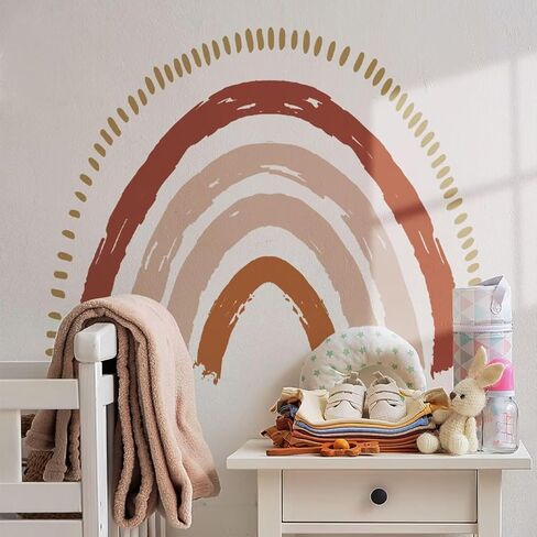 funlife Large Boho Blue Rainbow Wall Decals Peel and Stick, Boho Sun Wall Decal Watercolor Clouds Wall Sticker for Boys Bedroom Decor, Kids Nursery Room Sunrise Playroom Wall Art Decor Decal in Kuwait