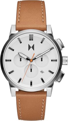 MVMT Chrono II Men's Analog Chronograph Watch, 45mm - Stainless Steel, Leather Strap, Water-Resistant 5 ATM/50M - Everyday Wear in Kuwait