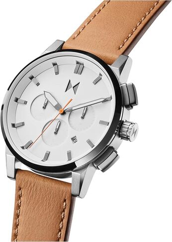 MVMT Chrono II Men's Analog Chronograph Watch, 45mm - Stainless Steel, Leather Strap, Water-Resistant 5 ATM/50M - Everyday Wear in Kuwait