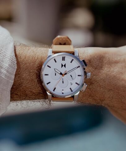 MVMT Chrono II Men's Analog Chronograph Watch, 45mm - Stainless Steel, Leather Strap, Water-Resistant 5 ATM/50M - Everyday Wear in Kuwait