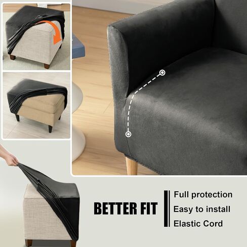UNBBRRL Chair and Ottoman Slipcover Set, Stretch Velvet Chair and Ottoman Cover, Banquet Armchair Covers for Living Room (Sapphire,Chair+ Rec Ottm) in Kuwait