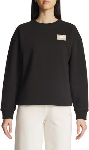 PUMA Women's Fleece Crewneck Sweatshirt Badge (Black, L) in Saudi Arabia