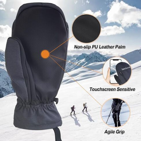 Ski Mittens for Adults, 3M Thinsulate Ski Gloves, Built-in 5-Finger Waterproof Windproof Warm Insulated Winter Gloves for Women & Men Skiing Snowboard in Saudi Arabia