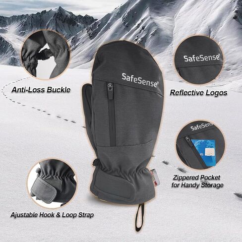 Ski Mittens for Adults, 3M Thinsulate Ski Gloves, Built-in 5-Finger Waterproof Windproof Warm Insulated Winter Gloves for Women & Men Skiing Snowboard in Saudi Arabia