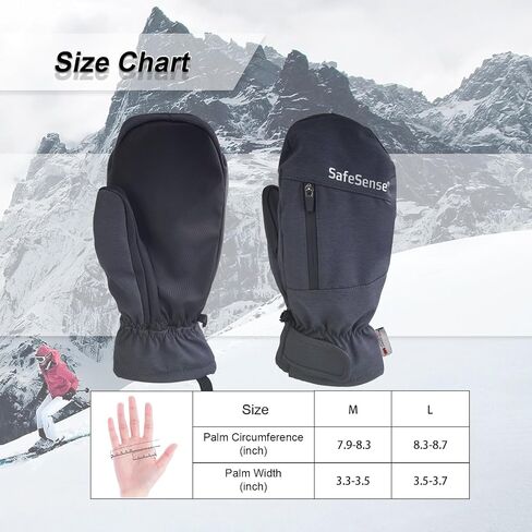 Ski Mittens for Adults, 3M Thinsulate Ski Gloves, Built-in 5-Finger Waterproof Windproof Warm Insulated Winter Gloves for Women & Men Skiing Snowboard in Saudi Arabia
