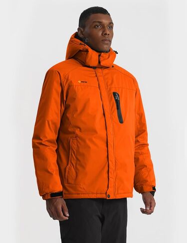 GEMYSE Men's Mountain Waterproof Ski Snow Jacket Winter Windproof Rain Jacket+Ski Bibs(Orange,Medium) in Kuwait