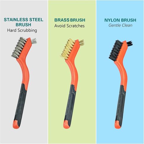 SALI 5pcs Wire Brushes for Cleaning Rust Removal Nylon/Brass/Stainless Steel Bristles with Curved Handle Grip for Dirt & Paint Scrubbing Removing Unfinished Metal Parts, Paint Stains Household Clean in Saudi Arabia