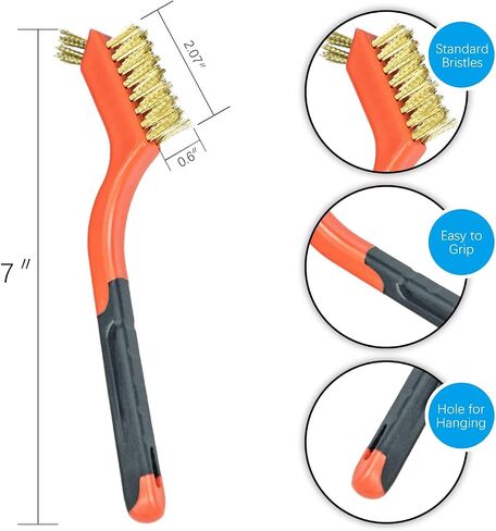 SALI 5pcs Wire Brushes for Cleaning Rust Removal Nylon/Brass/Stainless Steel Bristles with Curved Handle Grip for Dirt & Paint Scrubbing Removing Unfinished Metal Parts, Paint Stains Household Clean in Saudi Arabia