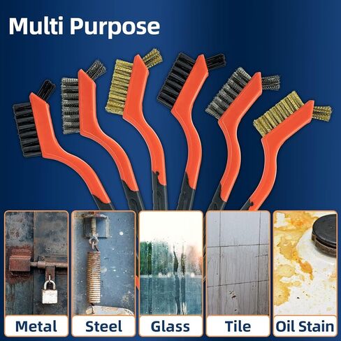 SALI 5pcs Wire Brushes for Cleaning Rust Removal Nylon/Brass/Stainless Steel Bristles with Curved Handle Grip for Dirt & Paint Scrubbing Removing Unfinished Metal Parts, Paint Stains Household Clean in Saudi Arabia