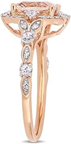 4.00 CT Cushion Cut Morganite & Simulated Diamond Prong Halo Engagement Ring 14K Rose Gold Plated BY BALAJIGEMSANDJEWELRY in Saudi Arabia