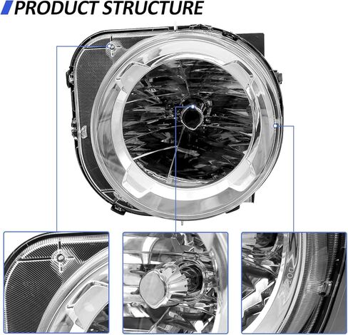 مجموعة المصابيح الأمامية تناسب 2015 2016 2017 2018 Jeep Renegade، مصباح أمامي بديل مع ضوء هالوجين (زوج) in Kuwait