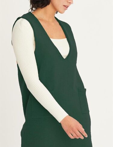 Women’s Sweater Vest Dress V Neck Sleeveless Knit Pullover Pinafore Mini Dress with Pockets in Saudi Arabia