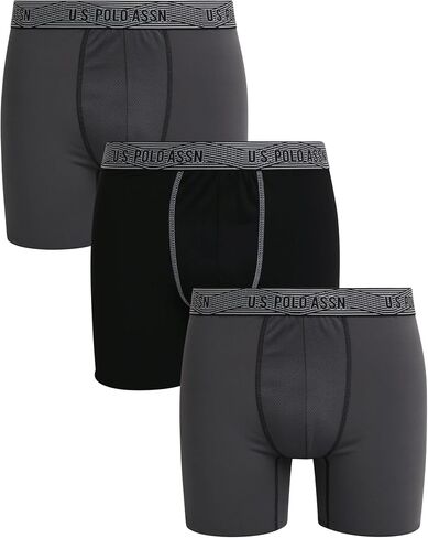 U.S. Polo Assn. Men's Boxer Briefs - 3 Pack Moisture Wicking Performance Underwear Boxers with Contour Fly Pouch (Sizes:S-XL) in Kuwait