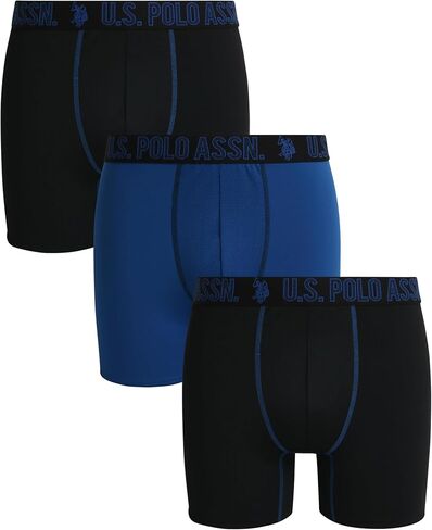 U.S. Polo Assn. Men's Boxer Briefs - 3 Pack Moisture Wicking Performance Underwear Boxers with Contour Fly Pouch (Sizes:S-XL) in Kuwait