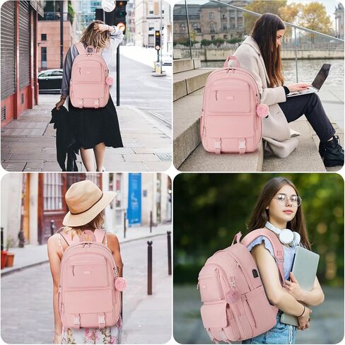 Backpacks for Girls, 15.6 Inch School Bag Cute Waterproof Laptop Bookbag Large College Backpack for Teen Women Students Anti Theft Travel Daypack, Pink in Saudi Arabia